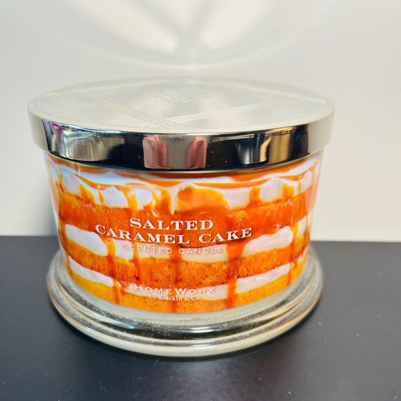 HomeWorx by Slatkin Salted Caramel Cake 4-Wick 18oz Candle NEW - Picture 1 of 4